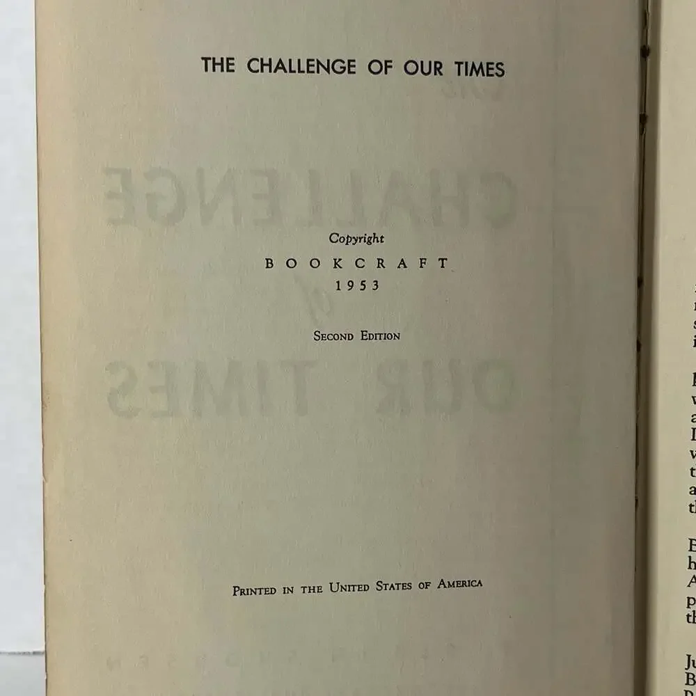 The Challenge of Our Times by W. Cleon Skousen, 1953 Second Edition